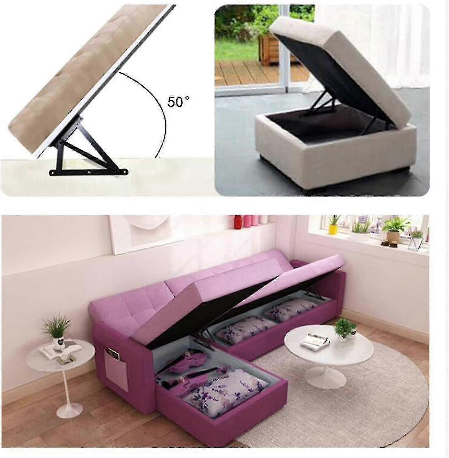 Bed Box Hinges 1 Pair compatible with Sofa Bed Storage Lift Spring Mechanism
