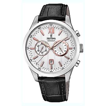 Festina chronograph watch for Analog Quartz Men with Cowhide Bracelet F16996/1