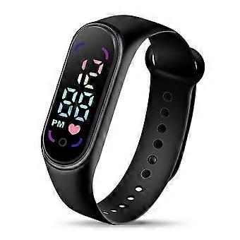 Student Children Electronic Watch Fashion Waterproof Sports Bracelet with LED Display Rounded Dial Adjustable Silicone Strap Digital Watch Kids Christ