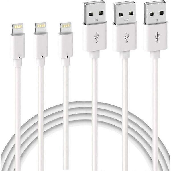 3-Pack 2m USB to Lightning Charging Cable Compatible with iPhone White