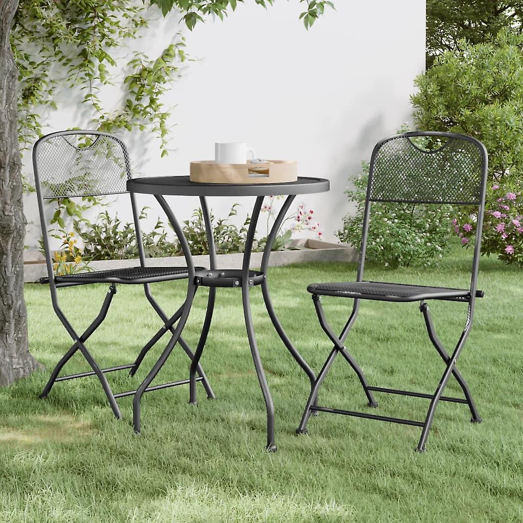 Folding Garden Chairs 2 Pcs. Expanded Grid Anthracite