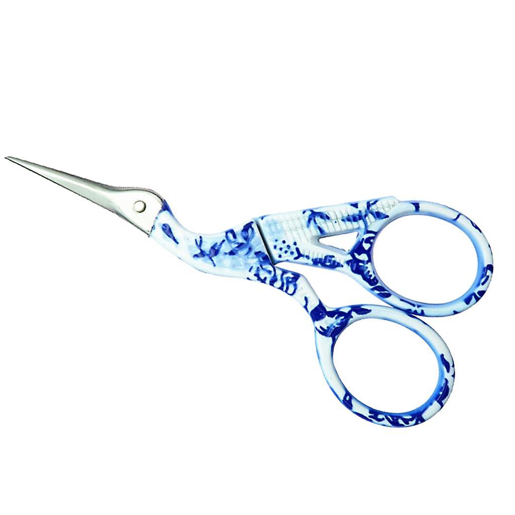 Vintage Crane Shape Scissors Embroidery Shears Cross Stitch Tool Blue Small