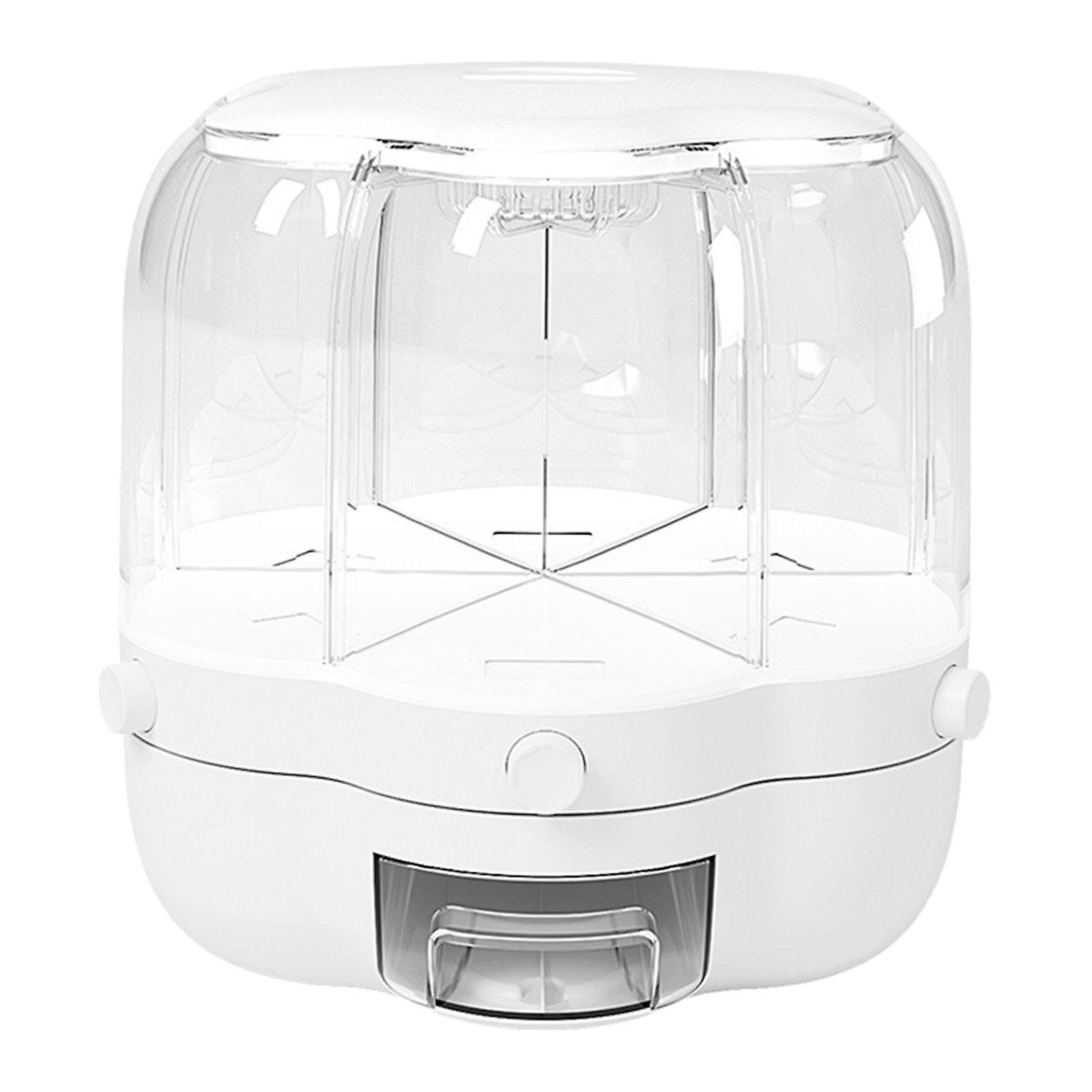 with 6 Compartments Rice Storage Container Multi Rotating for Pantry Bean white