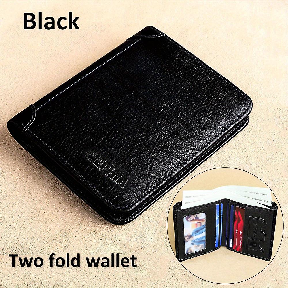 Genuine Leather Rfid Wallets For Men Vintage Thin Short Multi Function Id Credit Card Holder Money Bag Give Gifts To Men On Valentine S Day