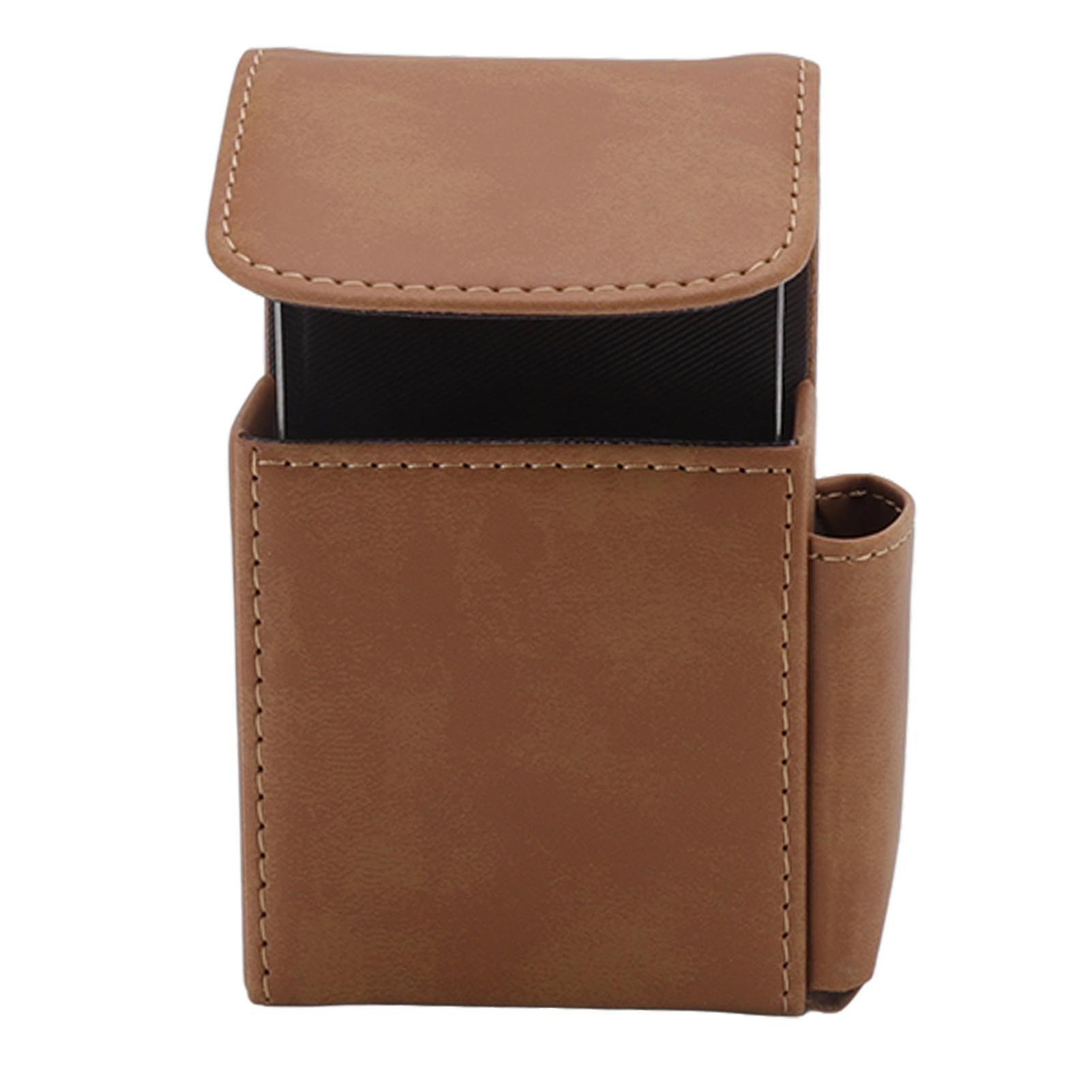 PU Cigarette Casewith Lighter Holder with Lighter Holder 20 Packs Cigarette Box Wallet Design for Men Smoke Tools Brown