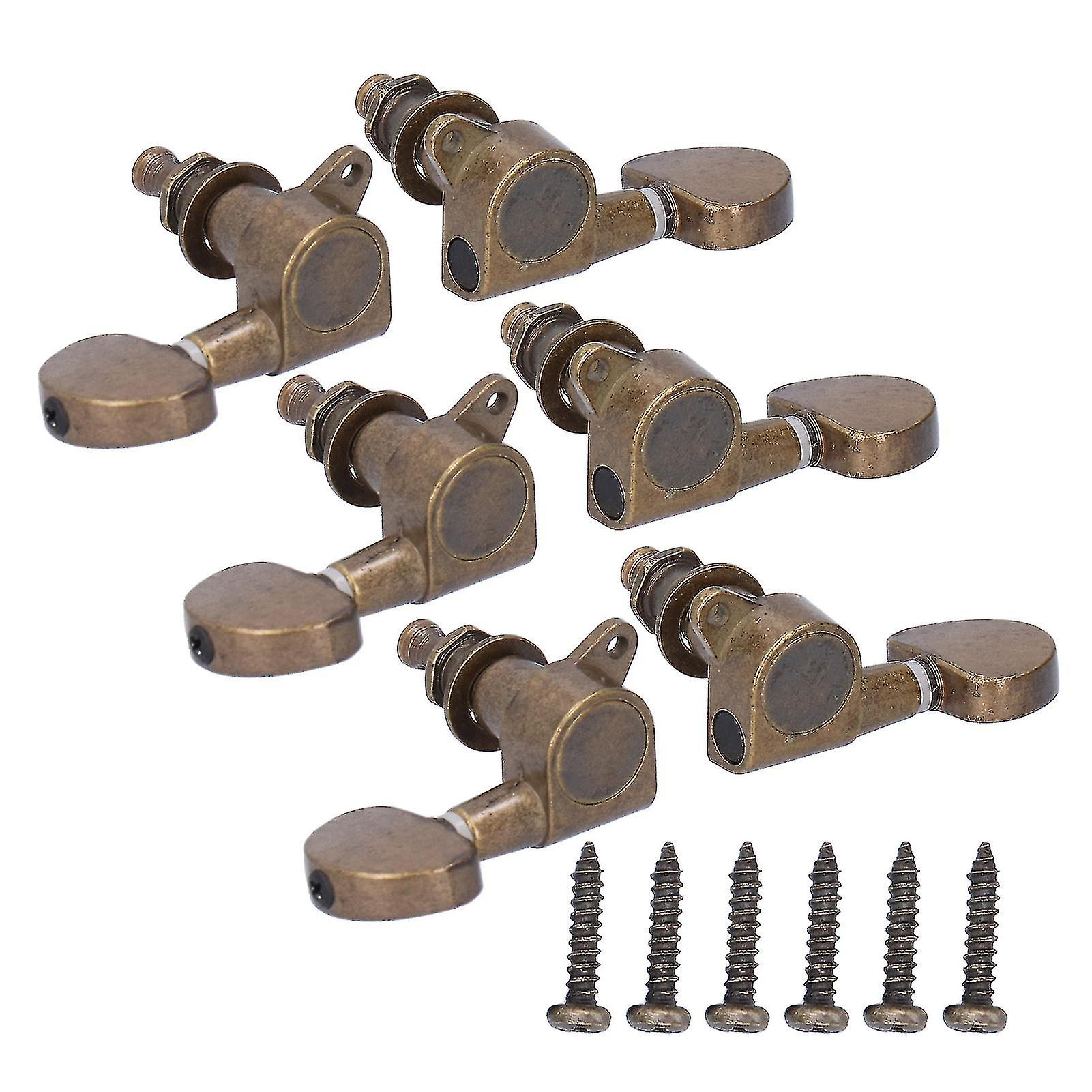 Guitar Locking Machine Heads Buttons Tuning Pegs (3 Left, 3 Right), Musical Instrument Accessories, Bronze