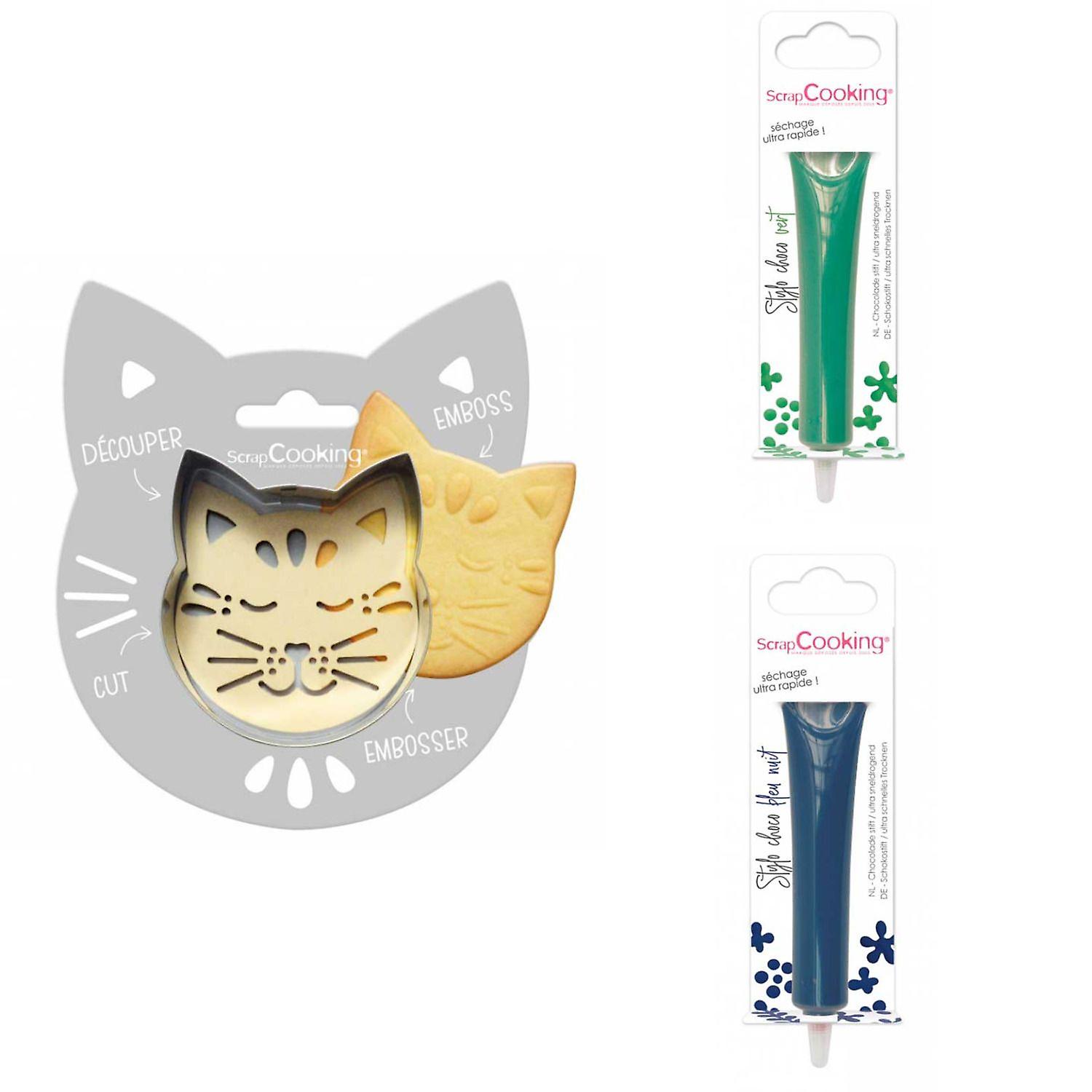 Cat relief cookie kit + 2 green and midnight blue chocolate pens