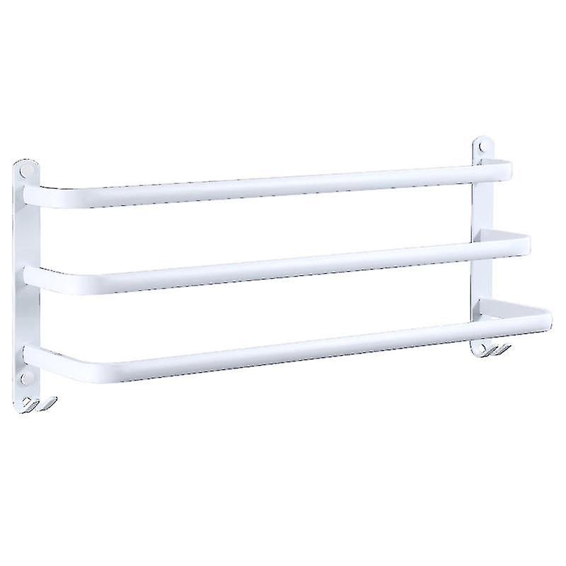 Bathroom Mounted Towel Rack Towel Shelf With Hooks (white, 50cm)