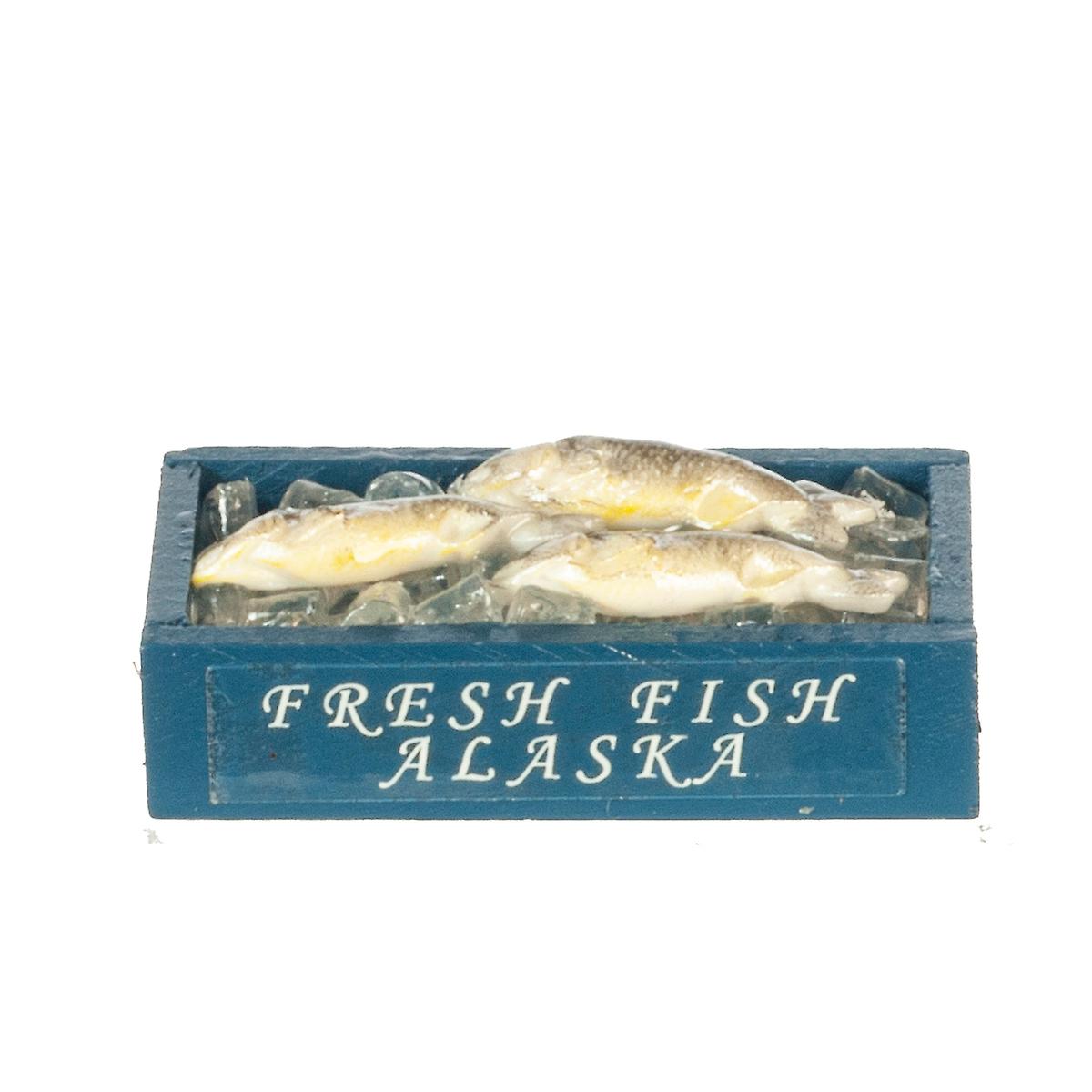 Dolls House Fresh Fish Alaska On Ice In Crate Miniature Market Shop Accessory