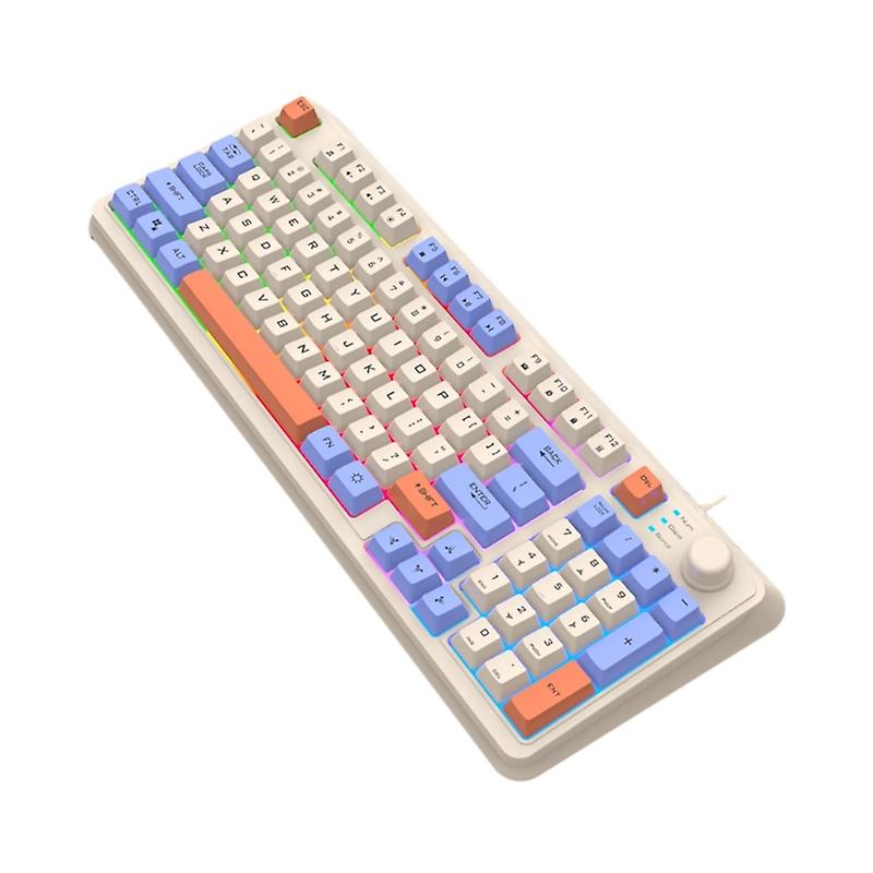 94Keys Gaming Keyboard with Three Color Matching Backlit and Mechanical Feel