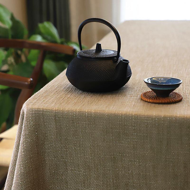 Linen Tablecloth Coffee Table Simple Solid Color Round Table Fabric Japanese Cotton Linen Rectangular Tablecloth