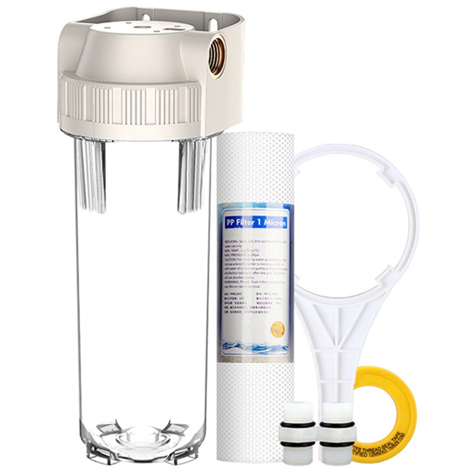 Water Filter Cartridge Brass Mouth Transparent Non Slip Filter Bottle for Pre Coarse Filtration 10in Cotton Set with 2pcs G1/2 Threaded Joint