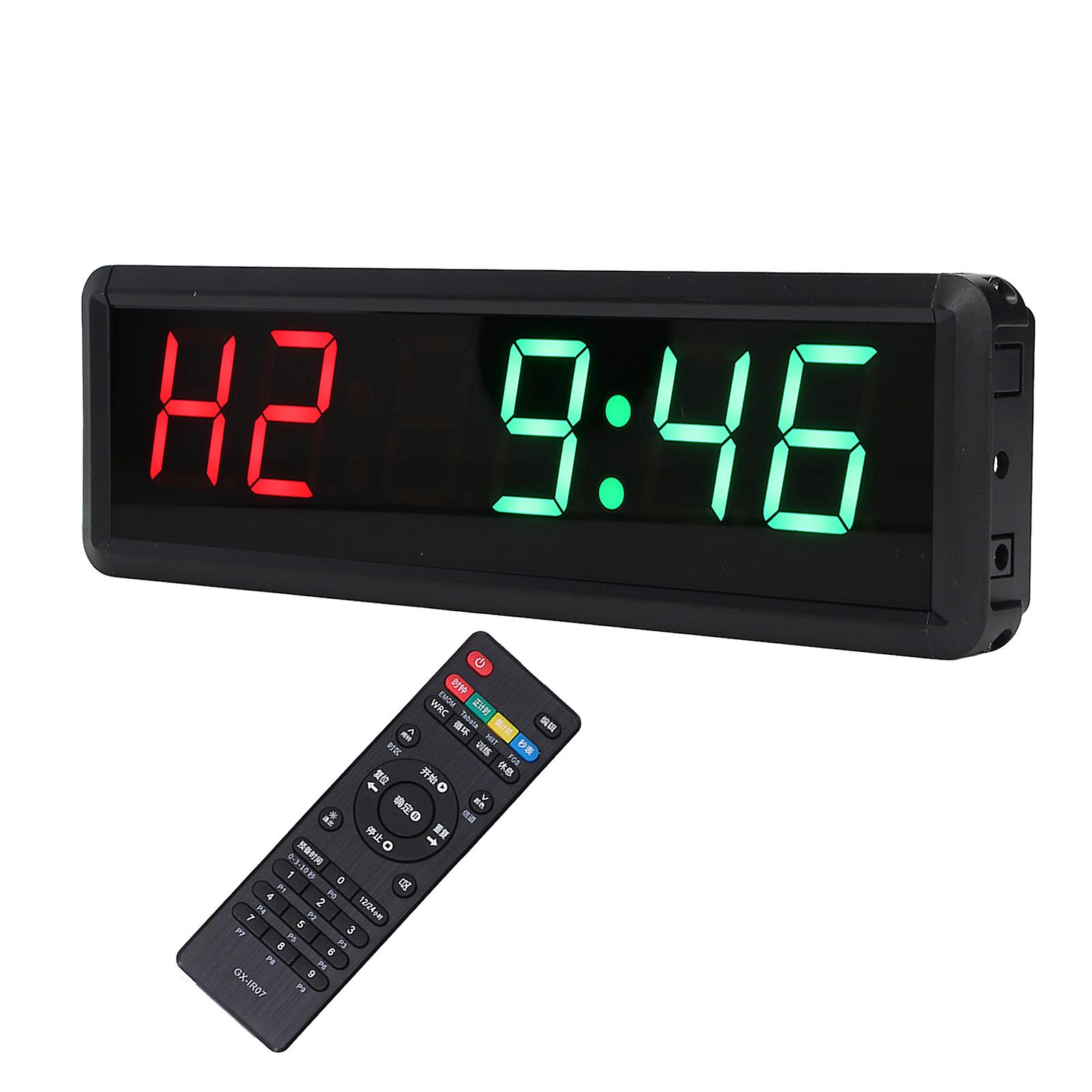 Gym Timer Clock Remote Control 1.8in LED Countdown 100‑240V for Training Workout US Plug 