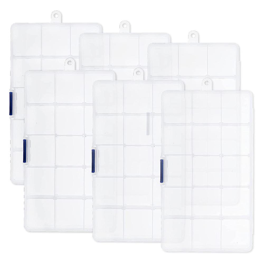 6Pcs Clear Compartment Plastic Organizer Container Box,Small Stackable Storage Box with Adjustable