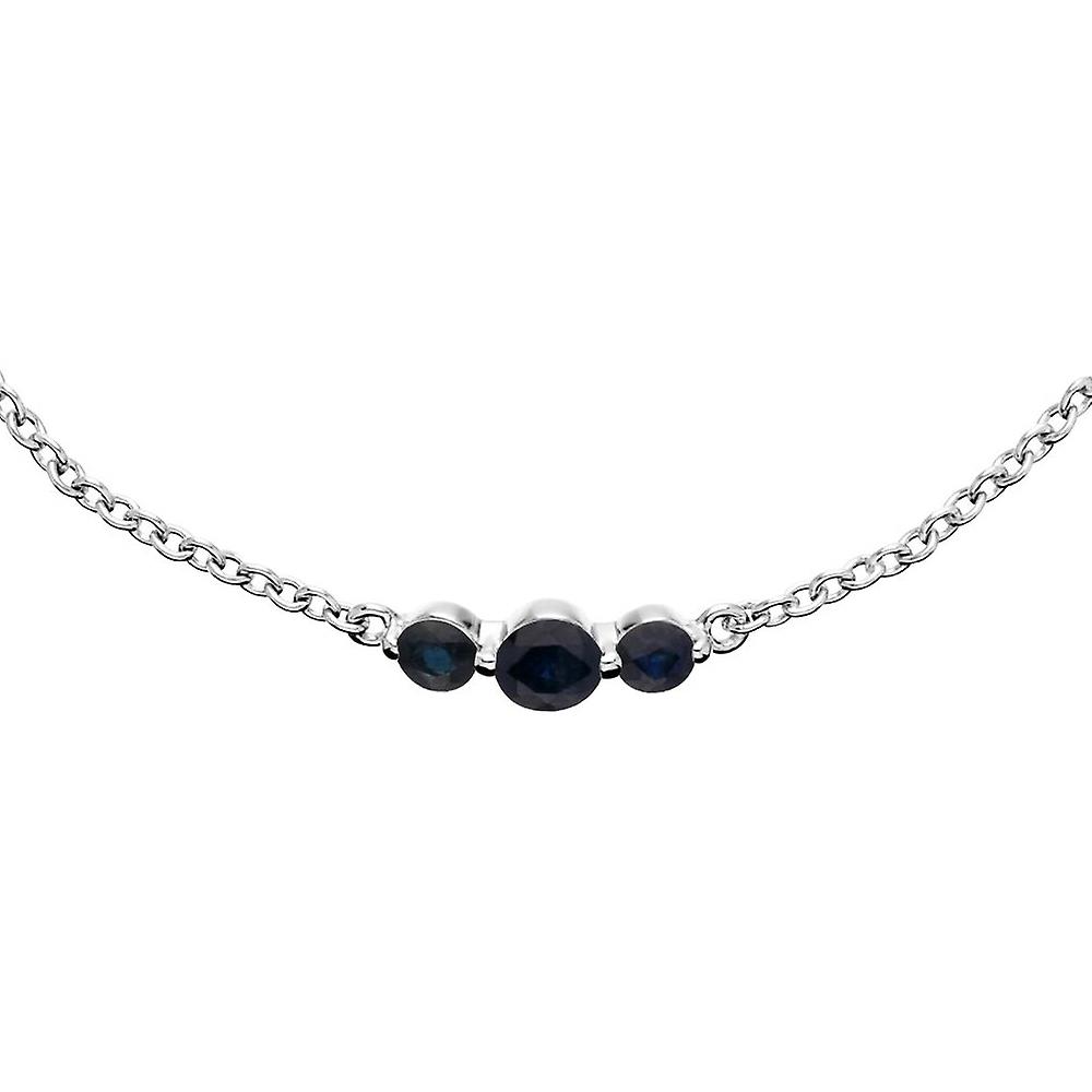 Classic Round Sapphire Three Stone Gradient Bracelet in 925 Sterling Silver 270L011106925