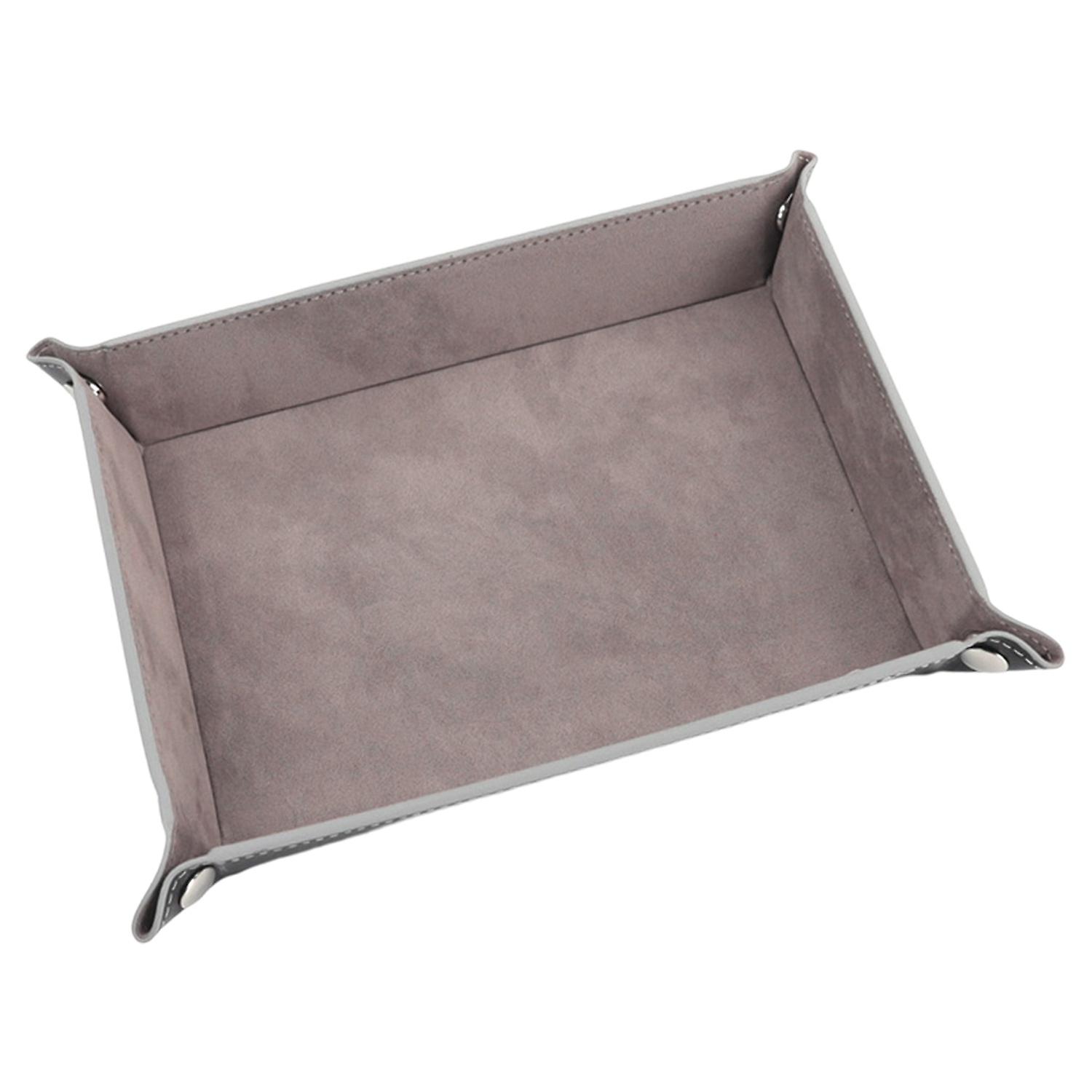 Dices Storage Tray Foldable Anti-deformed Anti-fading Space Saving Storing Keys Faux Leather Four