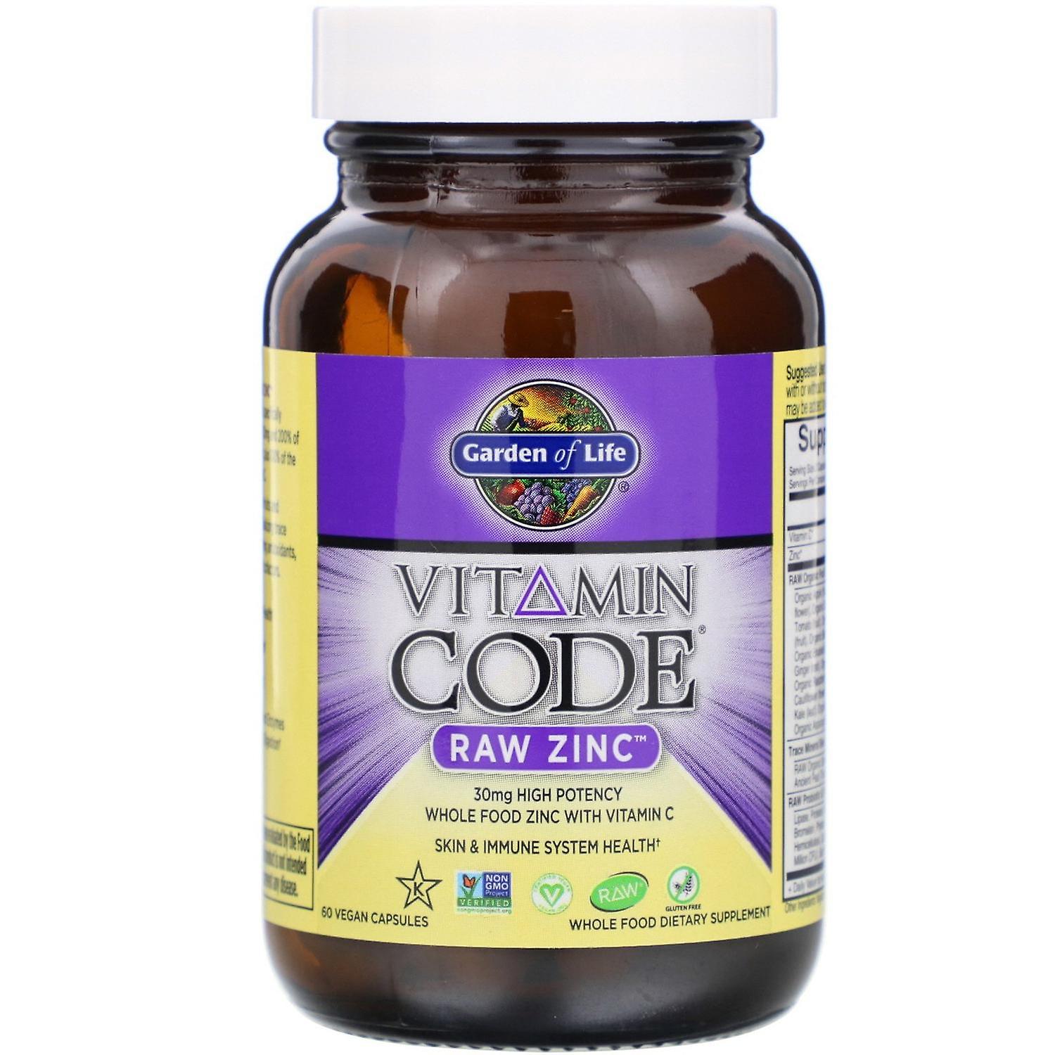 Garden of Life, Vitamin Code, RAW Zinc, 60 Vegan Capsules  