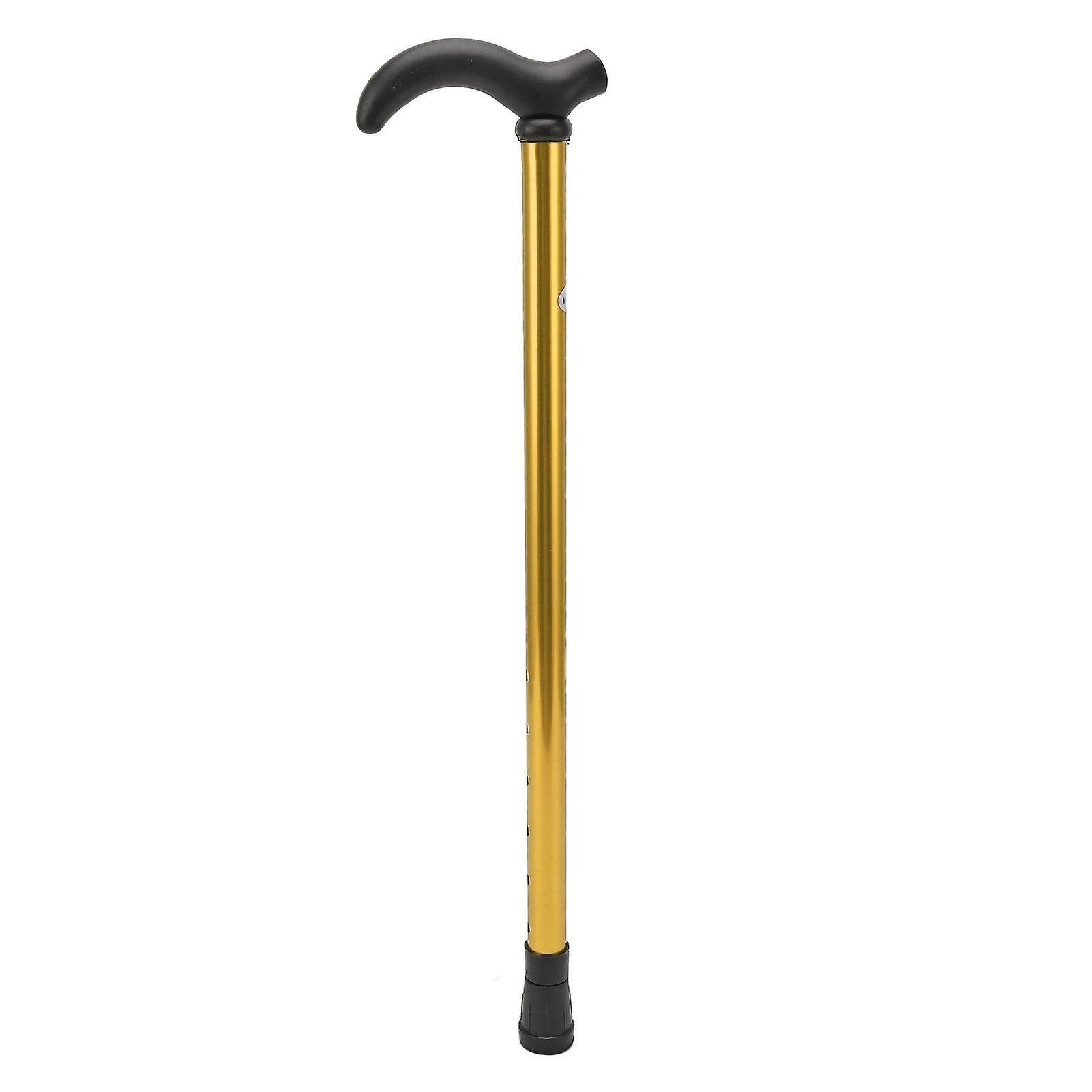 Adjustable Walking Stick with Rubber Tip, Ergonomic Aluminum Alloy Cane for Elderly, Mobility Aid, Gold