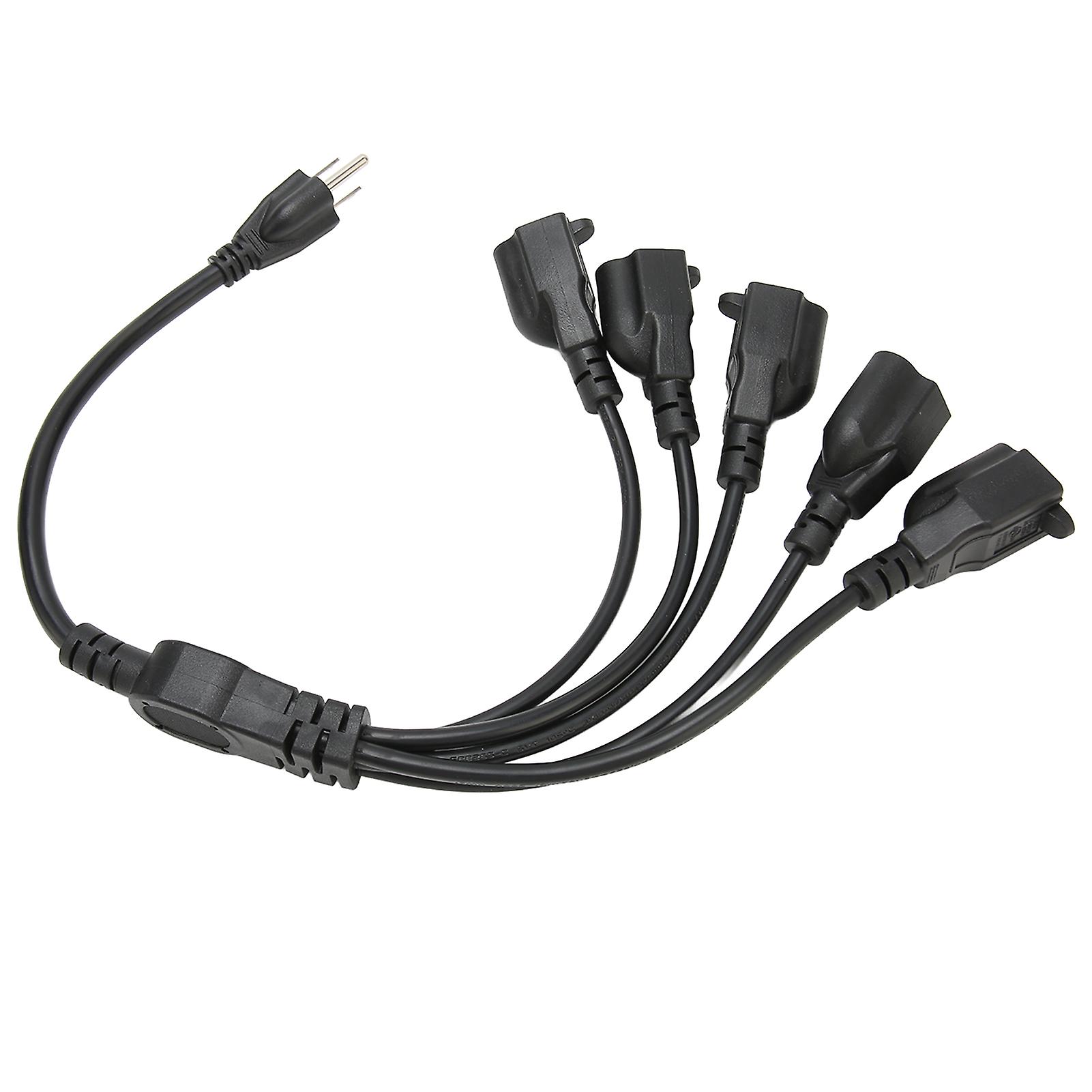 3 Prong 1 to 5 Outlet Power Cord Heavy Duty 16AWG 18AWG 5 Way Power Cord Splitter for Computer LED Stage Light 