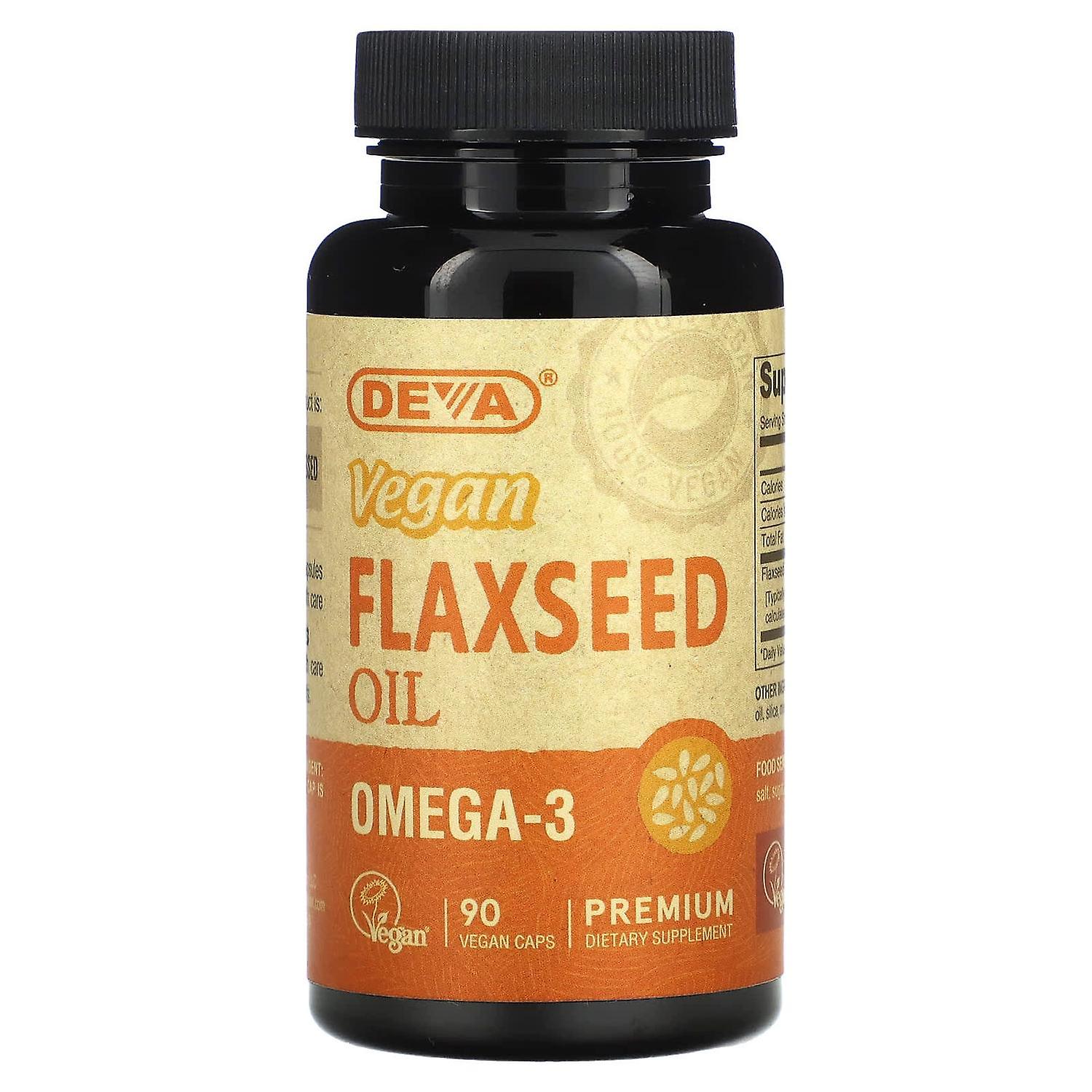 Deva, Premium Vegan Flaxseed Oil, 90 Vegan Caps