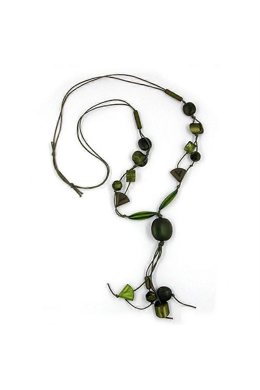 Necklace Beads Green-brown 95cm - Gl00119