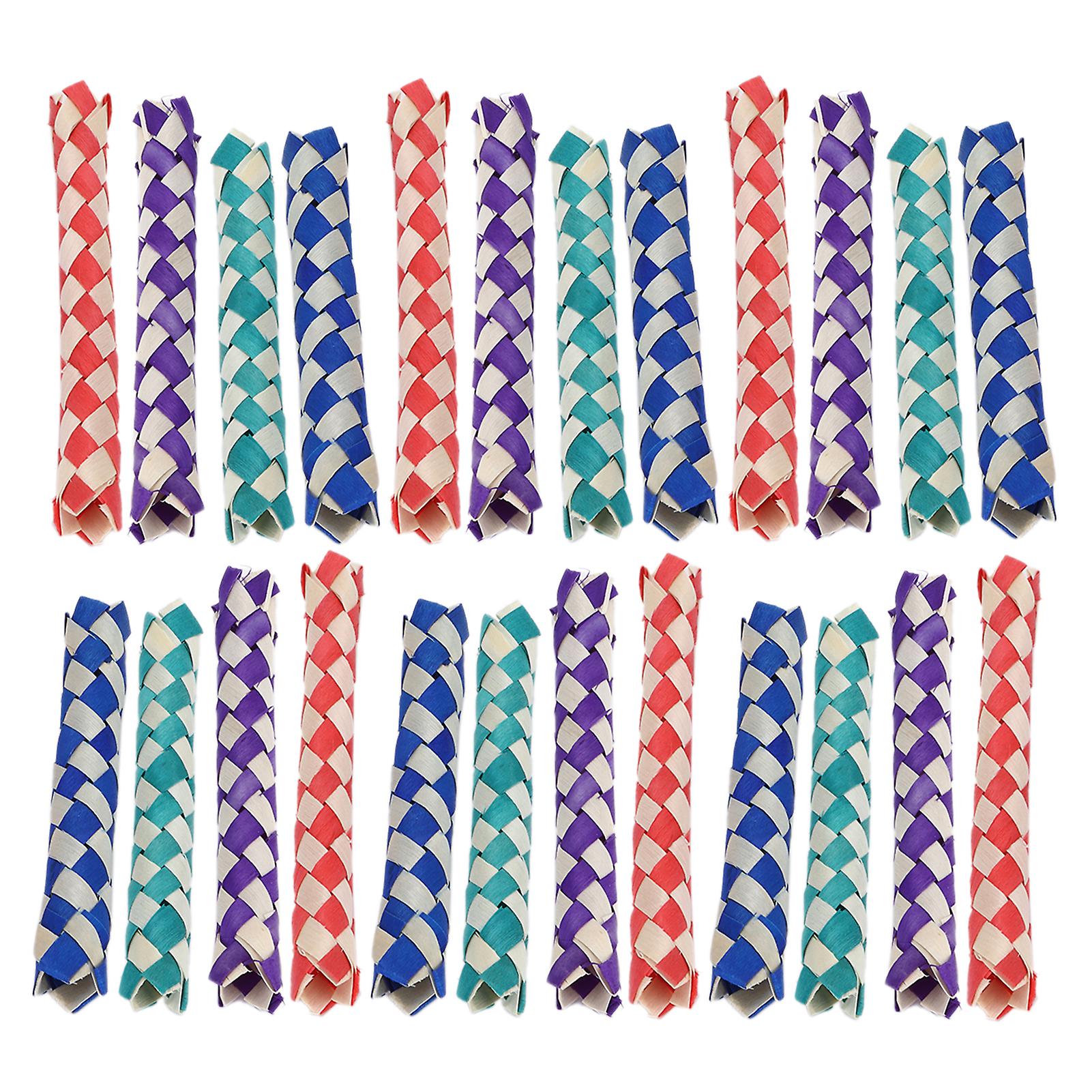 24pcs Bamboo Finger Trap Chew Toys for Birds and Parrots, Natural Material, Safe and Durable, Ideal for Play and Exercise