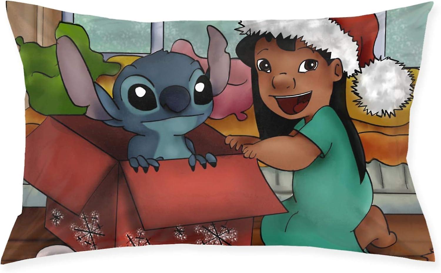 Stitch Lilo Christmas Throw Pillow Covers Square Plush Pillowcases Decorative Printing Soft for Living Room Sofa Cushion pillowslip 40 X 60 CM AB-7349