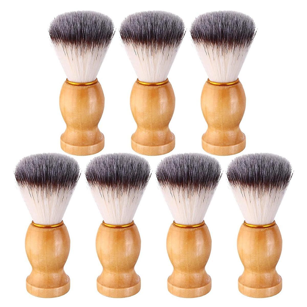 7Pcs Men Shaving Brush Wood Handle, Salon Tools Hand Crafted Shaving Brush Wood Handle Shave Brushe