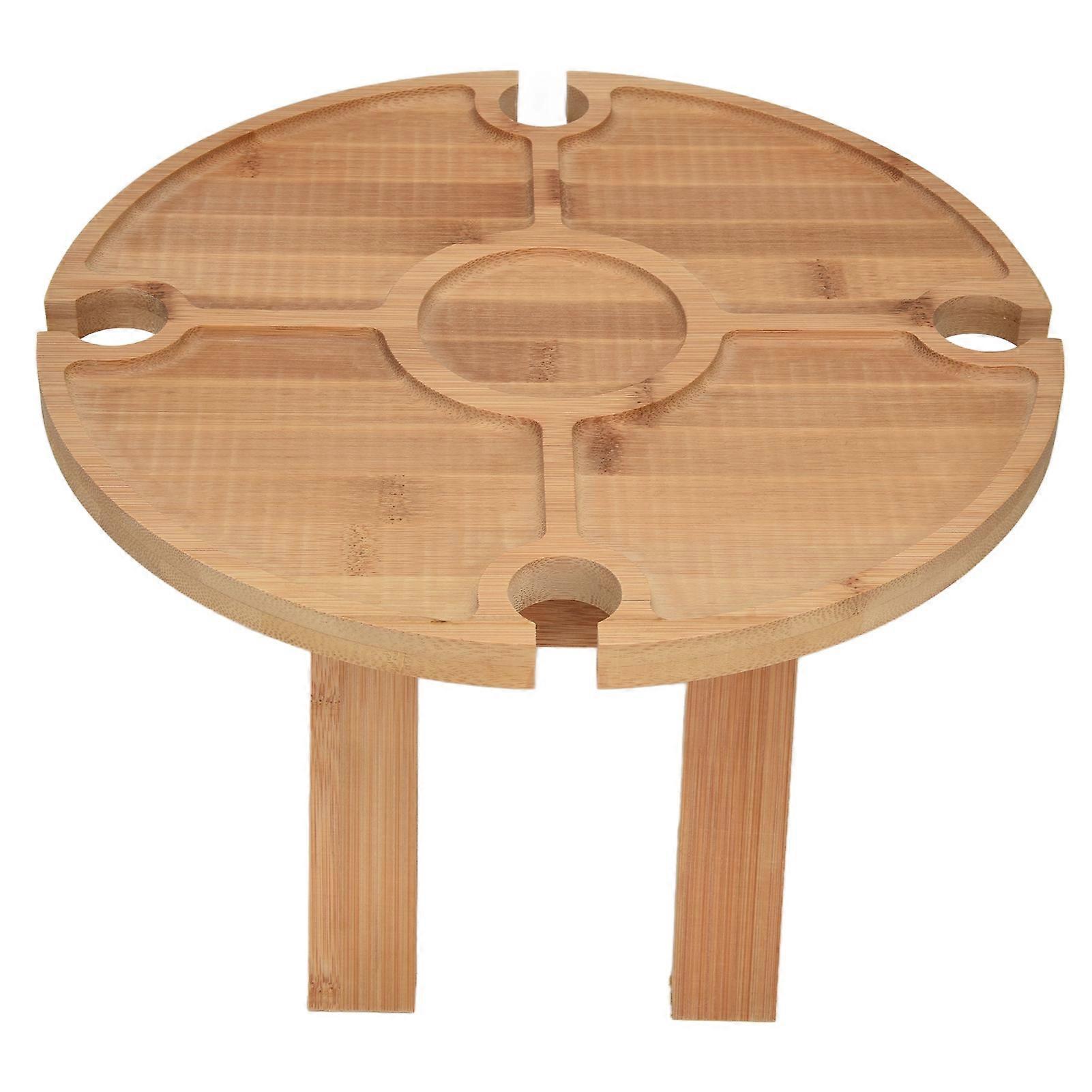 Outdoor Picnic Table Portable Wine Glass Wine Rack Solid Wood Folding Round Small Wine Table Spring Outing Snack Beach Table