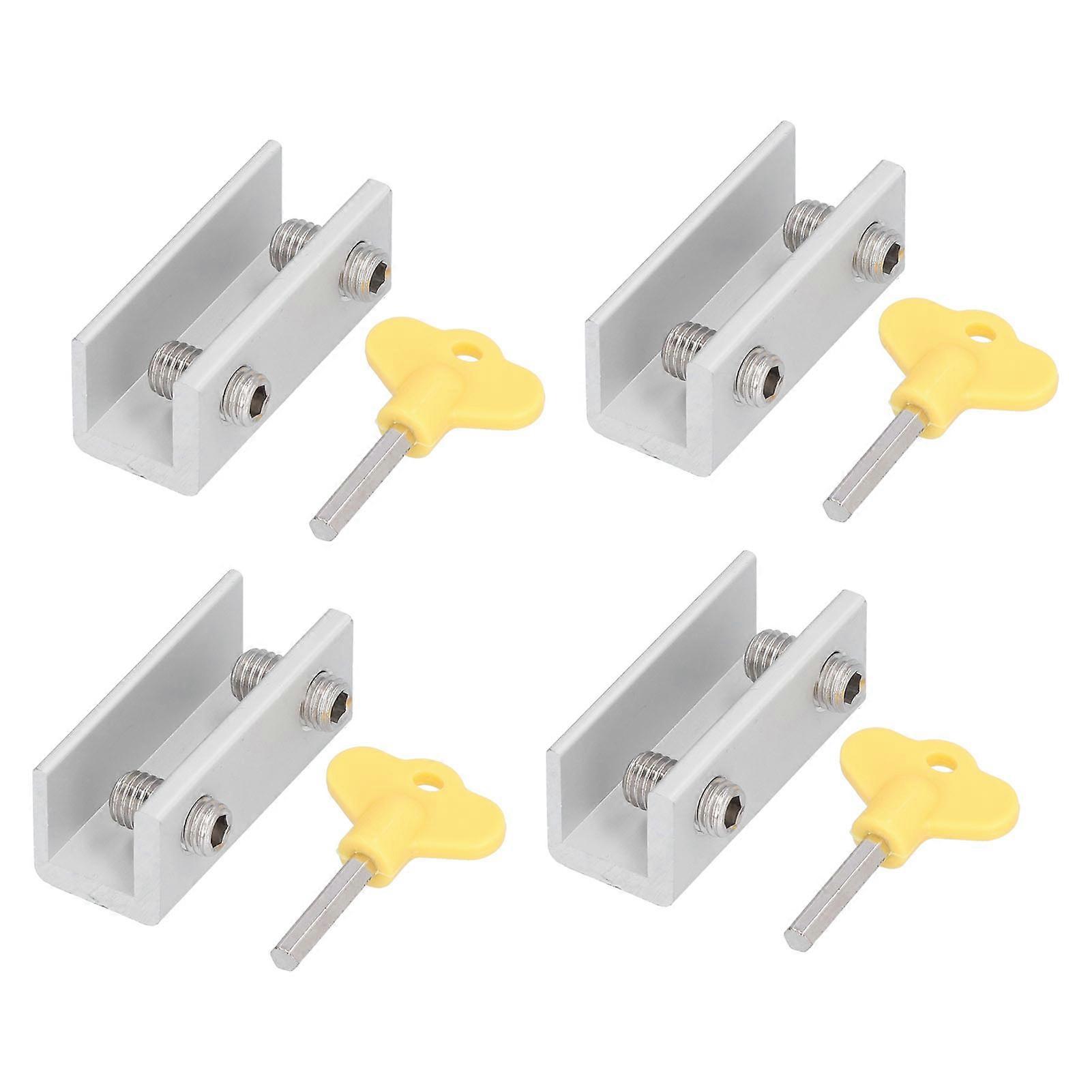 4 Sets Window Door Frame Locks Security Adjustable Stopper with Key Home Office Supplies
