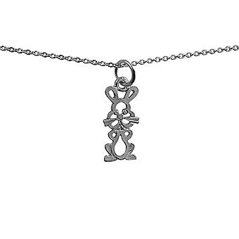 Silver 18x9mm pierced Rabbit Pendant with a rolo Chain 24...
