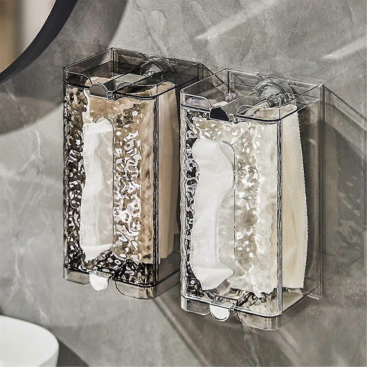 Self-Contained Suction Cup Wall Organizer, Multifunctional Glacier Pattern Tissue Box, Ins Style