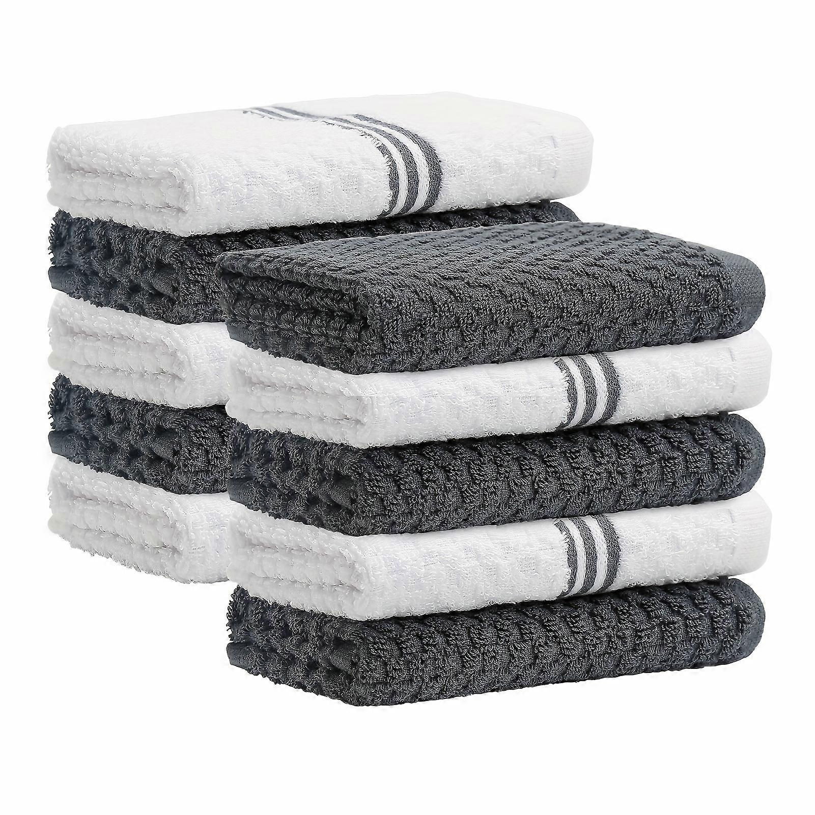 10-Piece Premium Cotton Kitchen Towels - Ultra-Soft, Absorbent 12X12" Dish Cloths & Tea Towels - Eco-Friendly, Low Lint Cleaning Rags For Home Use