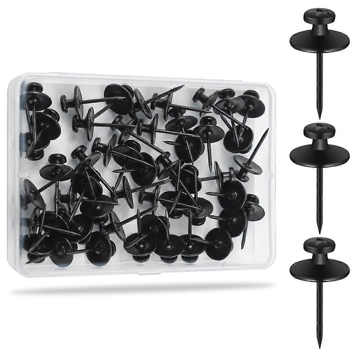 60Pcs Double Headed Nails for Hanging Pictures, Wall Hangers Without Nails Thumb Tacks for Wall,Black