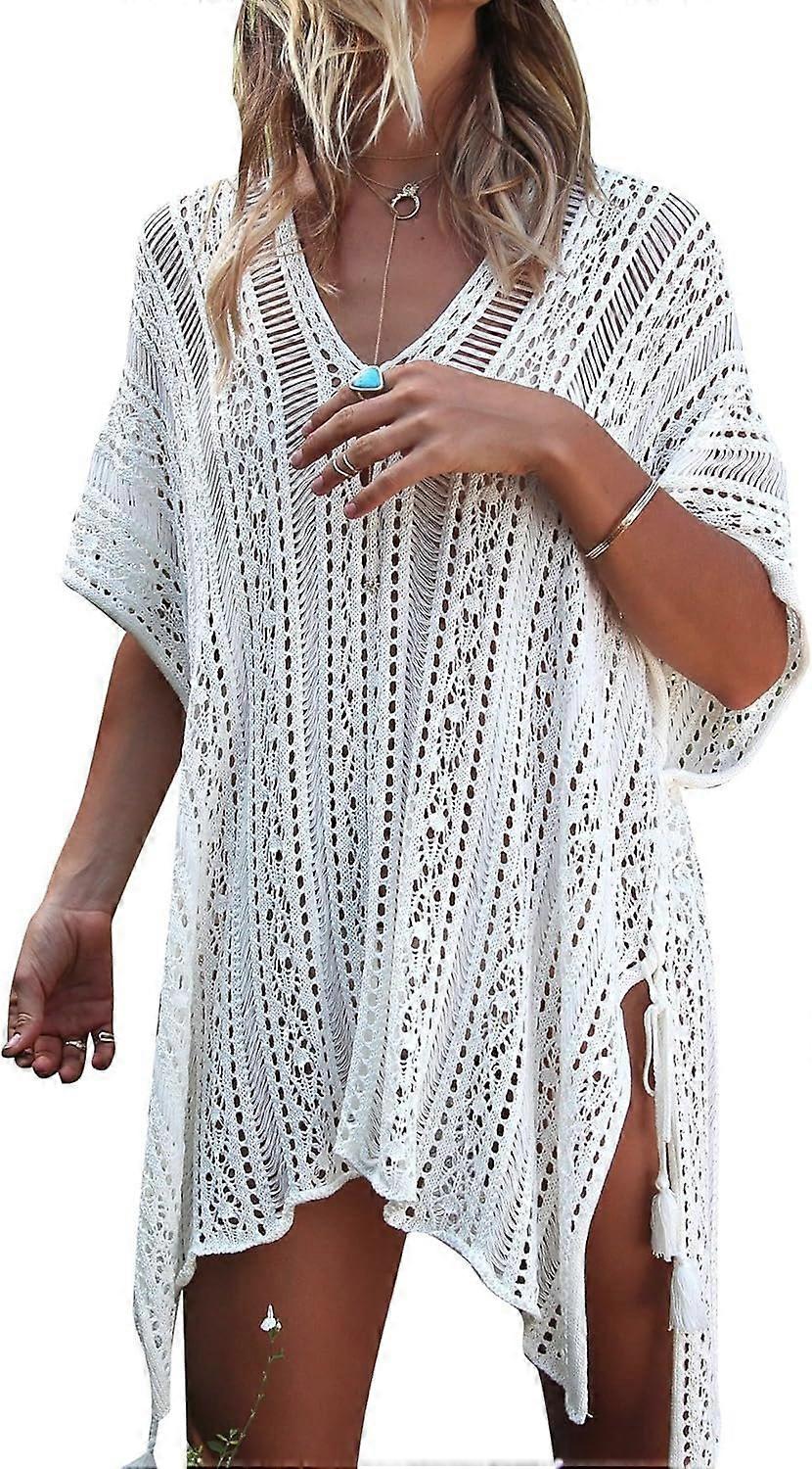 Women's Bathing Suit Cover Up for Beach Pool Swimwear Crochet Dress(M)