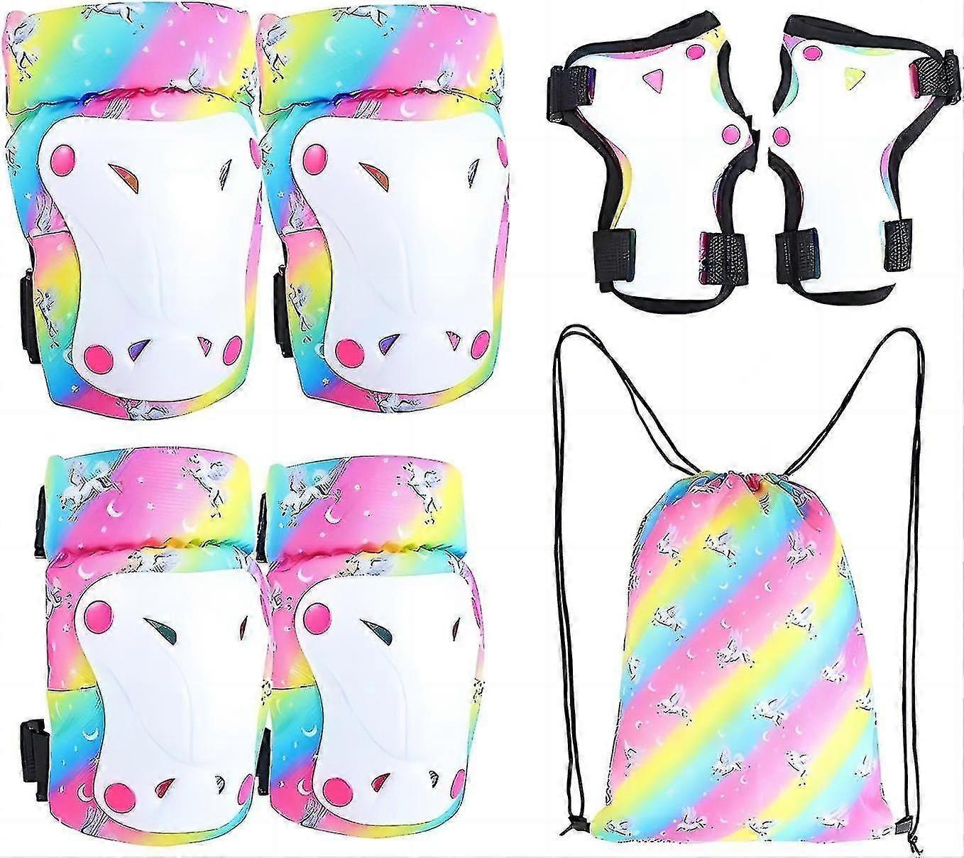 Kids Adjustable Knee & Elbow Protective Gear Set 6 In 1 Wrist Pads For Bike Inline Skate Scooter 3-8