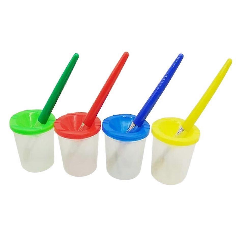 8 Pcs Paint Brushes Kit Spill-Proof Paint Bottles with Lids and Assorted Colors Paint Brushes for C