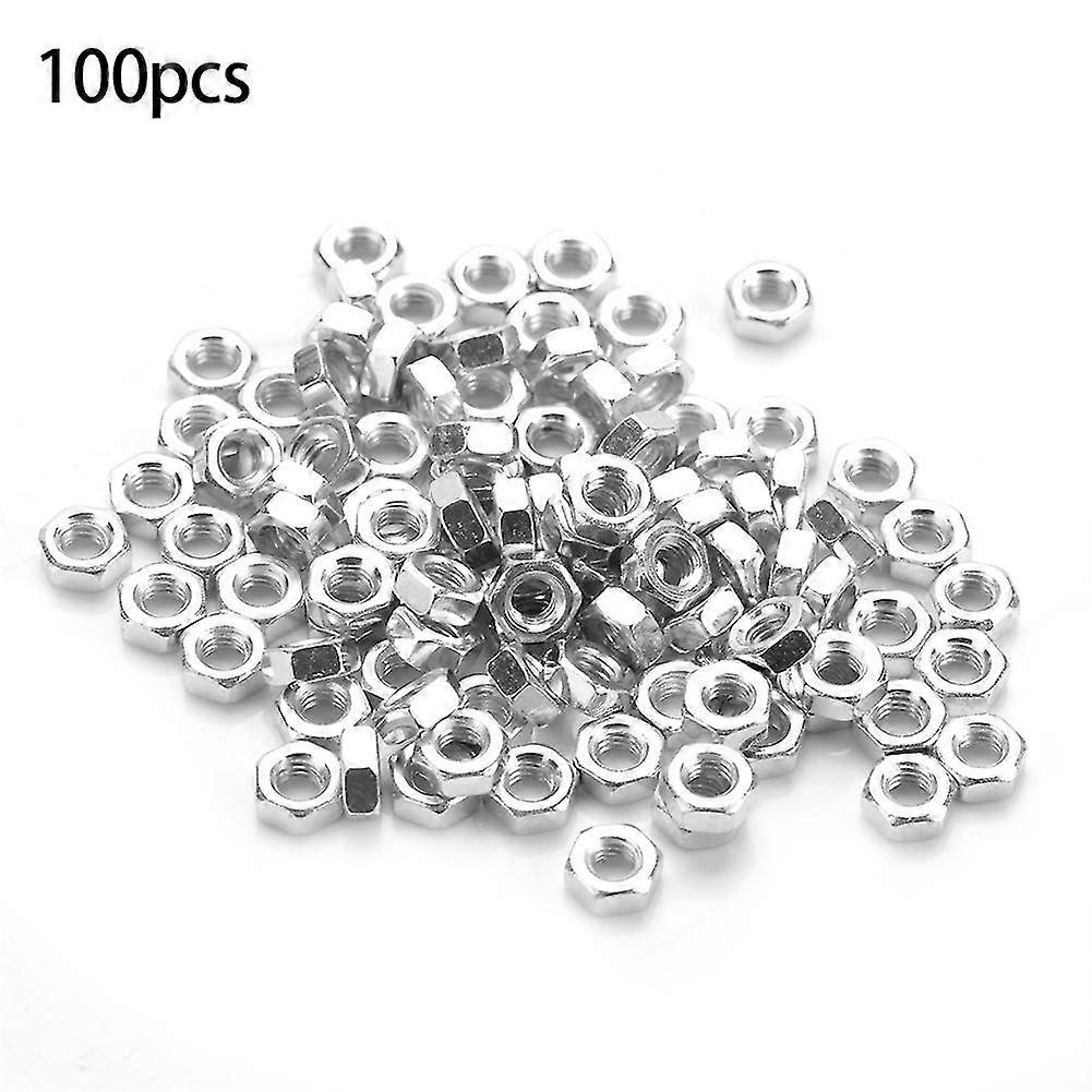 100pcs/set Zinc Plated Carbon Steel Thread Hex Hexagonal Nuts Fasteners (M2)-Yvan