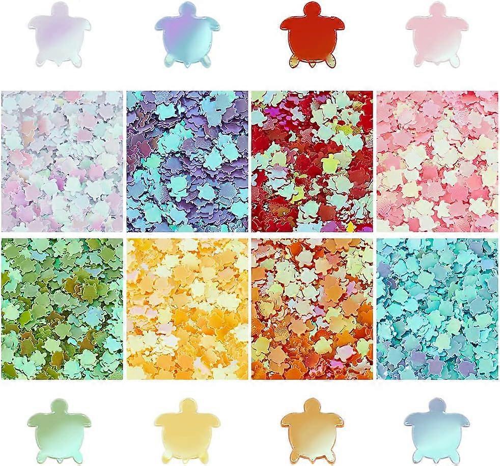 16000Pcs 8 Color Tortoise Nail Sequins Turtle Sequins Nail Art Glitter Sequins Tortoise Paillettes Nail Art Decorations Colorful Filling Sequin for Re