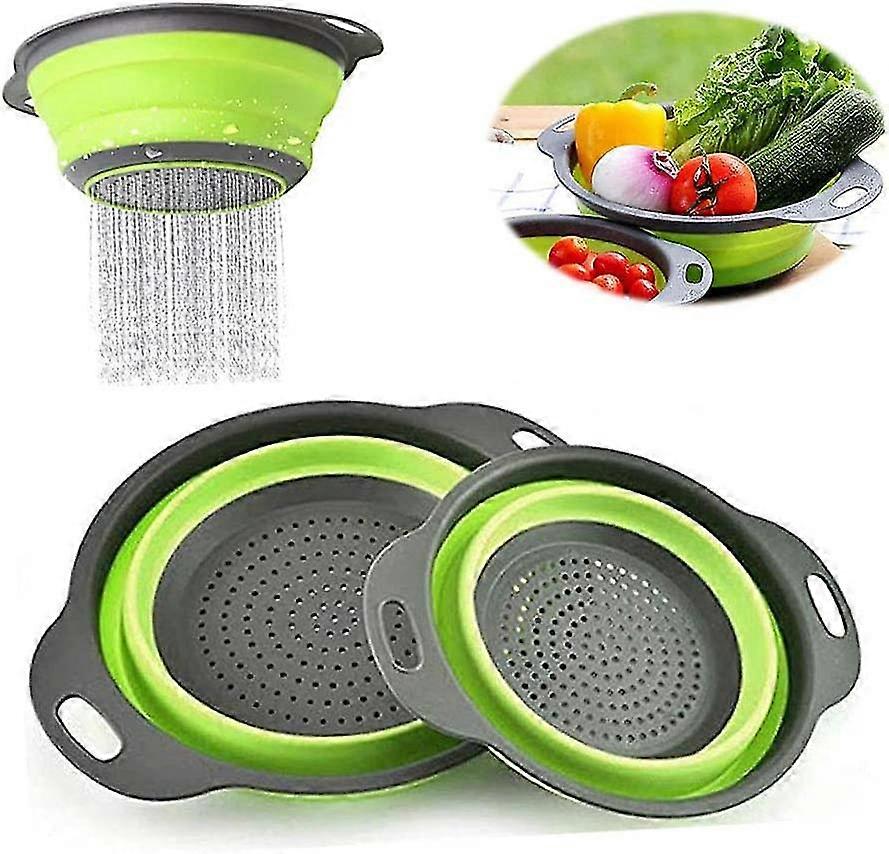 2 Pieces Collapsible Kitchen Colanders, Silicone Food Colander, Collapsible Colander, Collapsible Colanders Set, Silicone Collapsible Colander, For Ve
