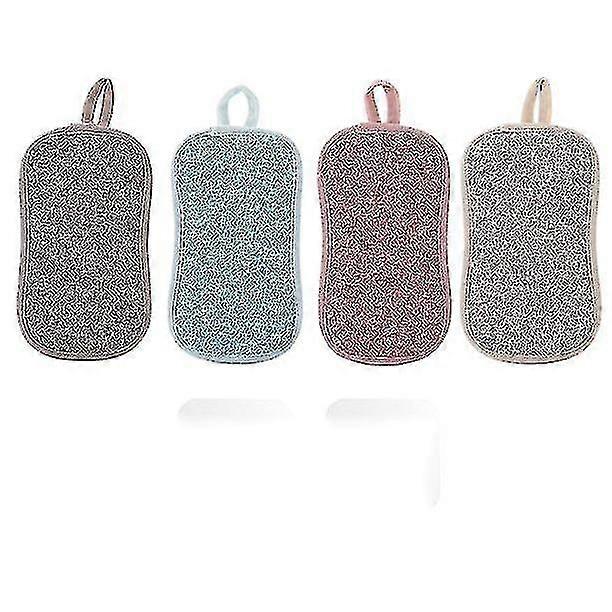 4 عبوات إسفنج فرك متعدد الأغراض متوافق مع إسفنج المطبخ المصنوع من الألياف الدقيقة جنبا إلى جنب مع الثقيلة S