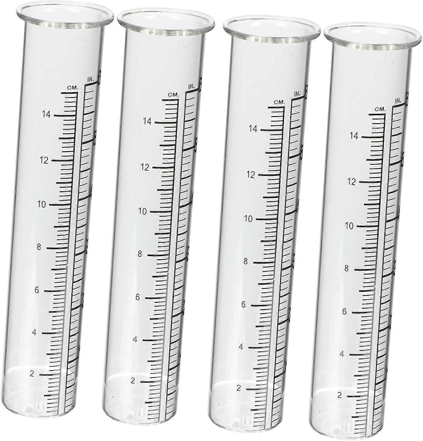 Outdoor Rain Gauge With 4pcs Replacement Tubes - Rainfall Measurement Tool For Rain Gauging - Glass Meter