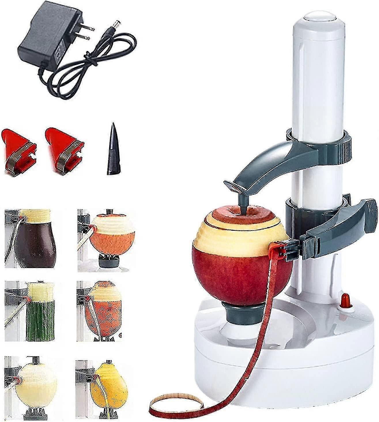 Electric Peeler,Electric Apple Peeler,Electric Vegetable Peeler Apply For Vegetables,Round Potatoes,Round Apples,Equipped With 2 Blades,Easy To Clean