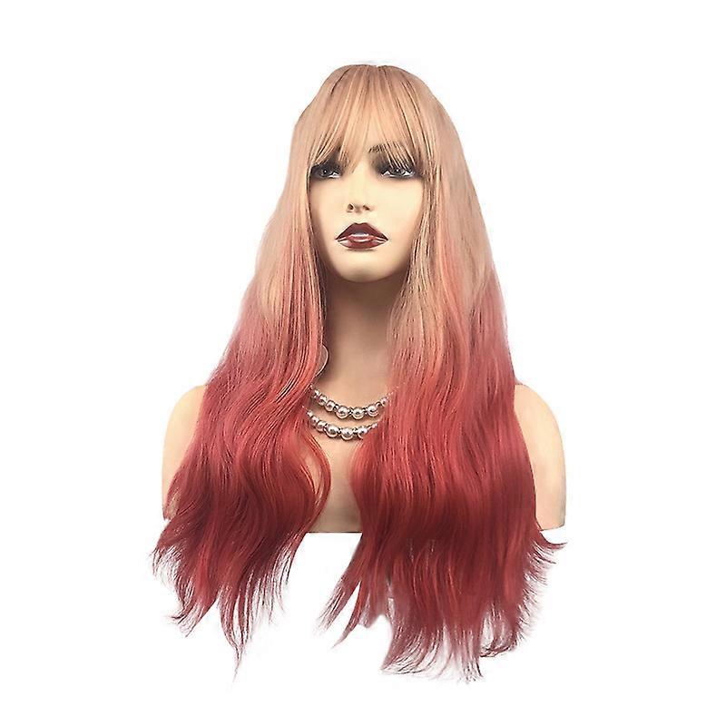 Rose net wig Headcover gradient red big wave animation