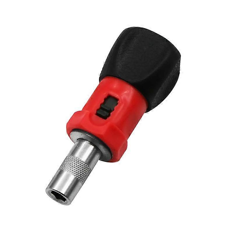6.35mm Hex Socket Mini Ratchet Screwdriver, Metal + Plastic, Black and Red Color, Total Length 8 cm