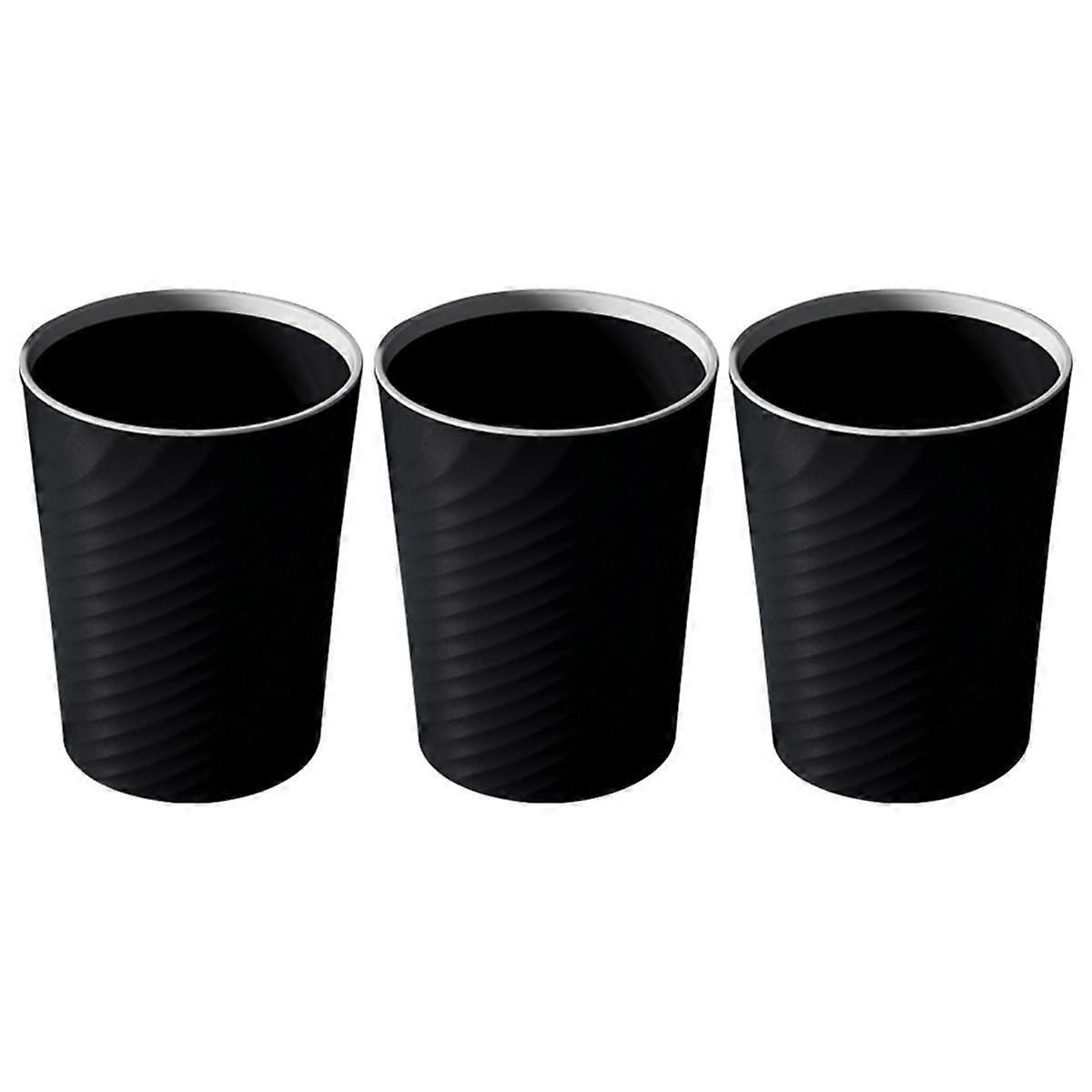 Bathroom Trash Can,Small Trash Can with Trash Bag,Plastic Trash Can, Bathroom Round Trash Basket,Kitchen,3pcs,Black