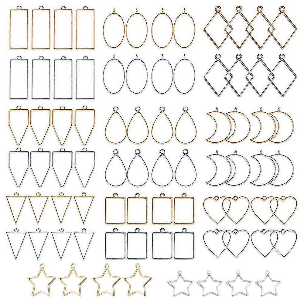 80 PCS Assorted Open Metal Bezels for Resin Pressed Frame Charms Earring and Necklaces Making Frame