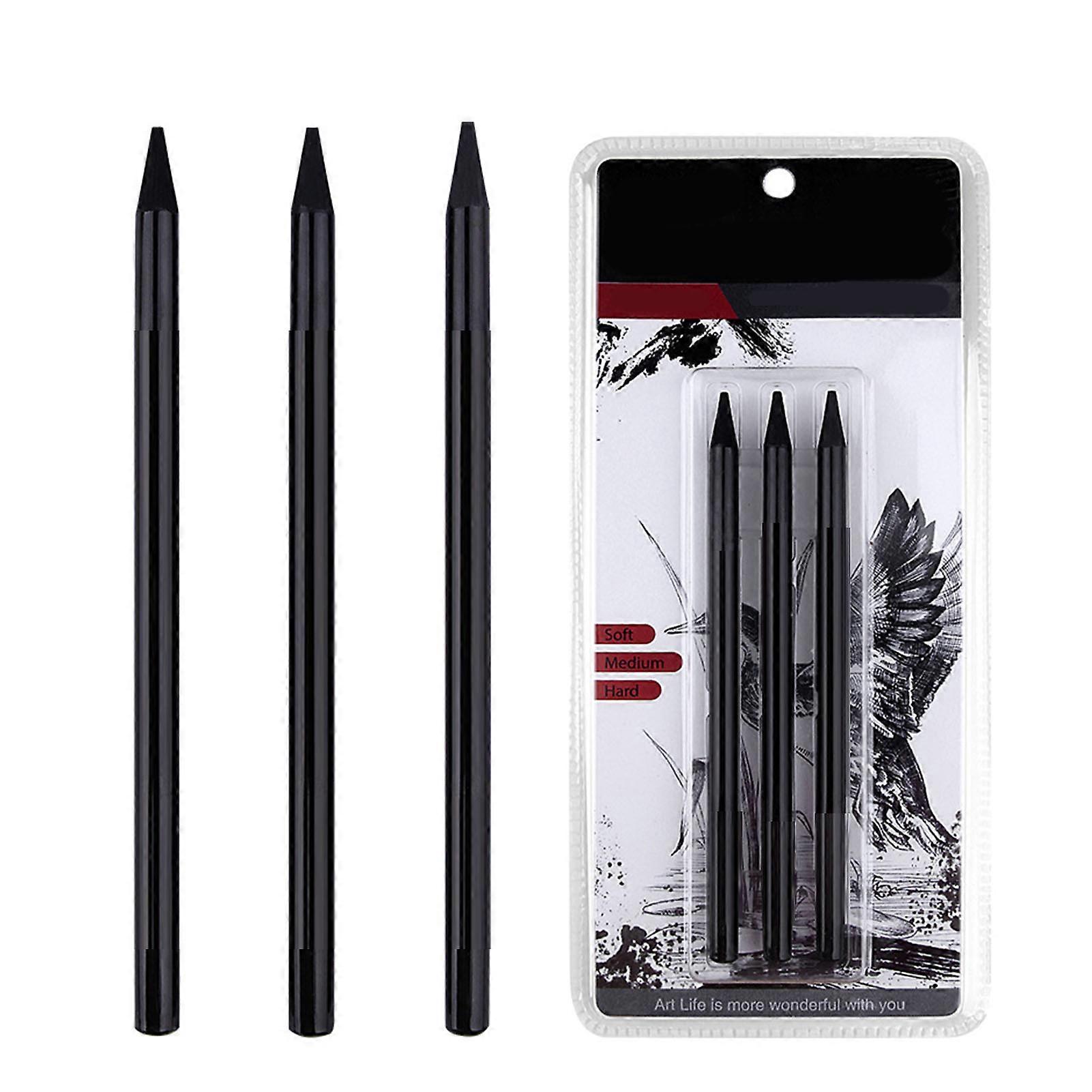 Charcoal Pencils Drawing Set Professional 3 Pieces Soft Medium and Hard Charcoal Pencils for Sketching Shading