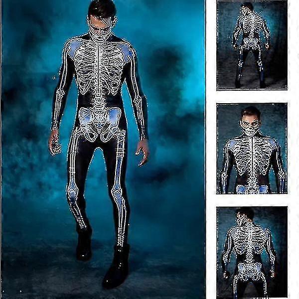 هالوين الهيكل العظمي 3D الطباعة زي العظام الجمجمة نحيف Bodysuit بذلة مثير الجمجمة Bodysuit