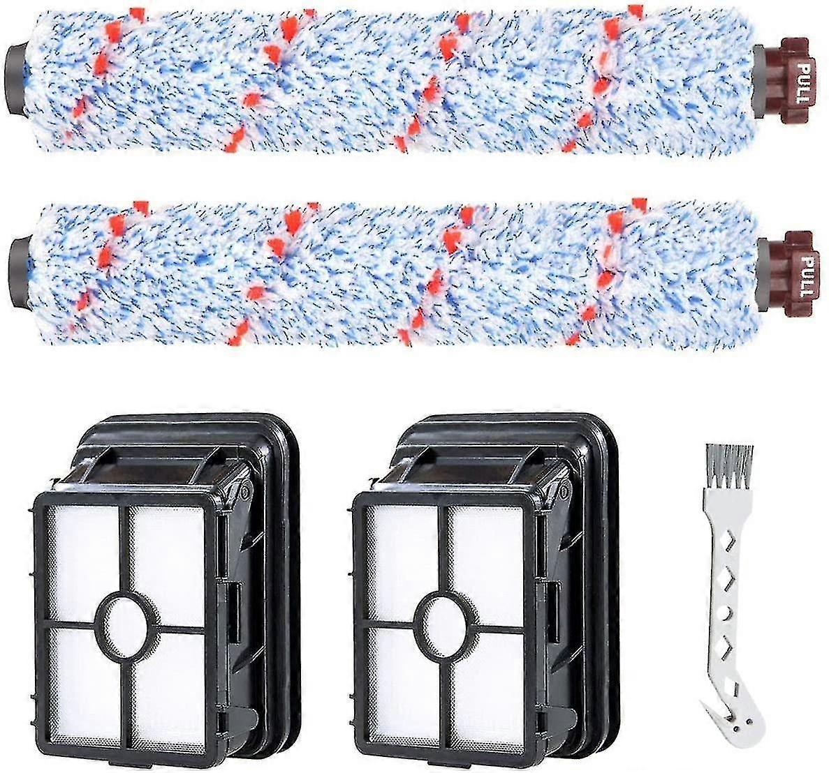 Replacement Accessories 2 Multi-surface Roller Brush + 2 Filters Compatible With Bissell Crosswave 17132 And 2225n Series